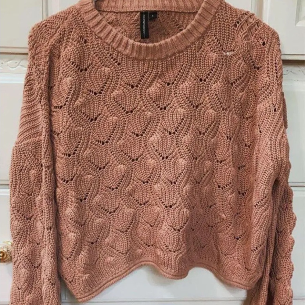 moon & madison Blush Cable Knit Sweater